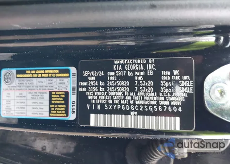 2025 Kia Telluride S from USA, damaged, VIN 5XYP6DGC2SG567604